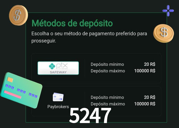 O cassino 5247 oferece uma grande variedade de métodos de pagamento